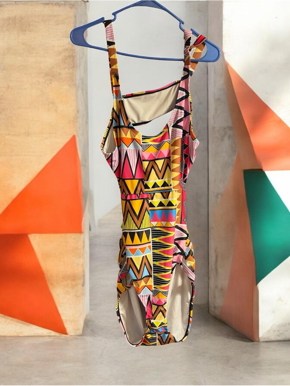 Geometric Print One-Piece Swimsuit - Multicolor